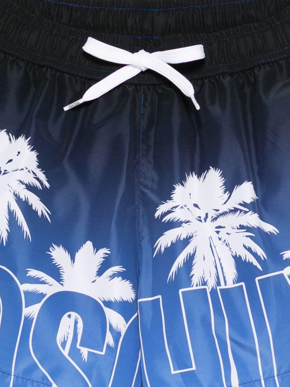MOSCHINO SWIM Costume da mare corto blu con stampa grafica tropical 