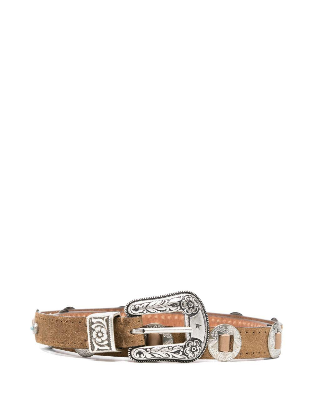 GOLDEN GOOSE Cintura in pelle con dettagli argento 