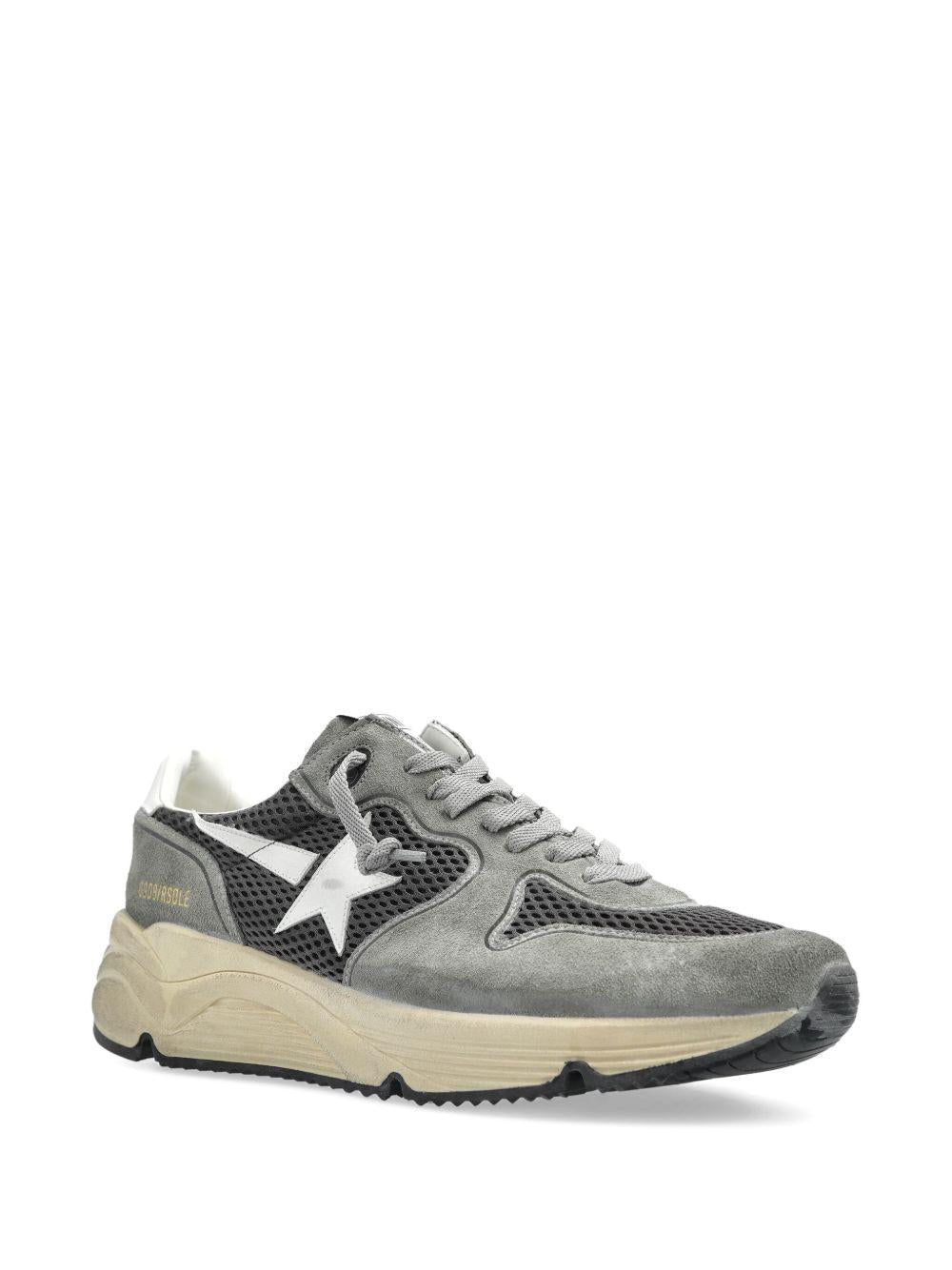 GOLDEN GOOSE Sneakers 'Running Sole' con tomaia in suede verde e mesh grigio 