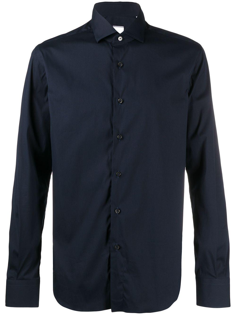XACUS Camicia slim fit in cotone blu 