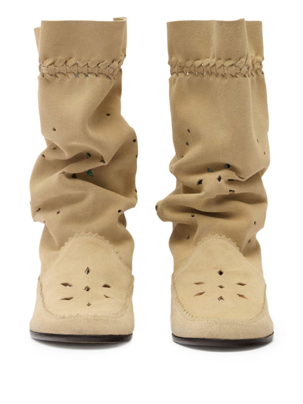 ISABEL MARANT Stivali in suede sabbia con dettagli cut-out 