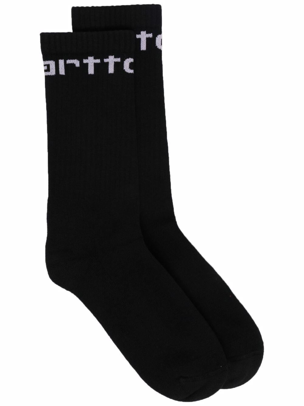 CARHARTT WIP Calzini in cotone nero con logo 