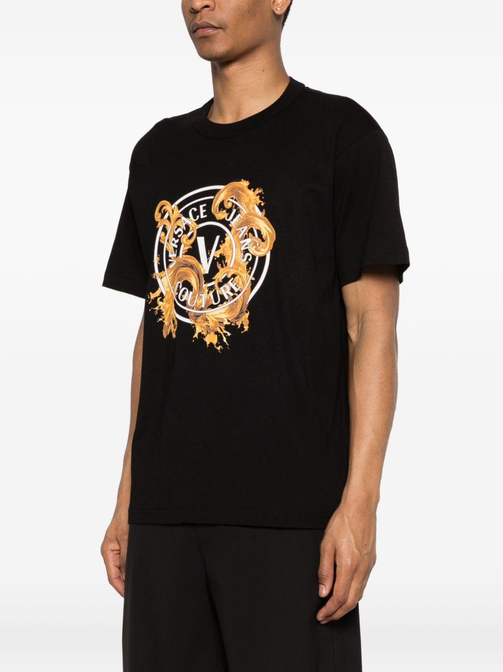 VERSACE JEANS COUTURE T-shirt in cotone nero con stampa 