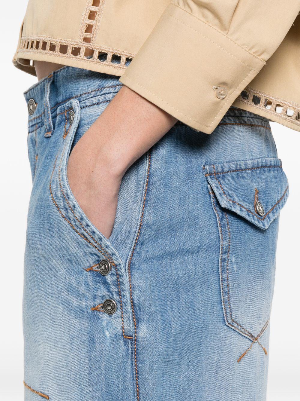 ERMANNO SCERVINO Jeans a gamba larga con tasche a toppa in denim blu 