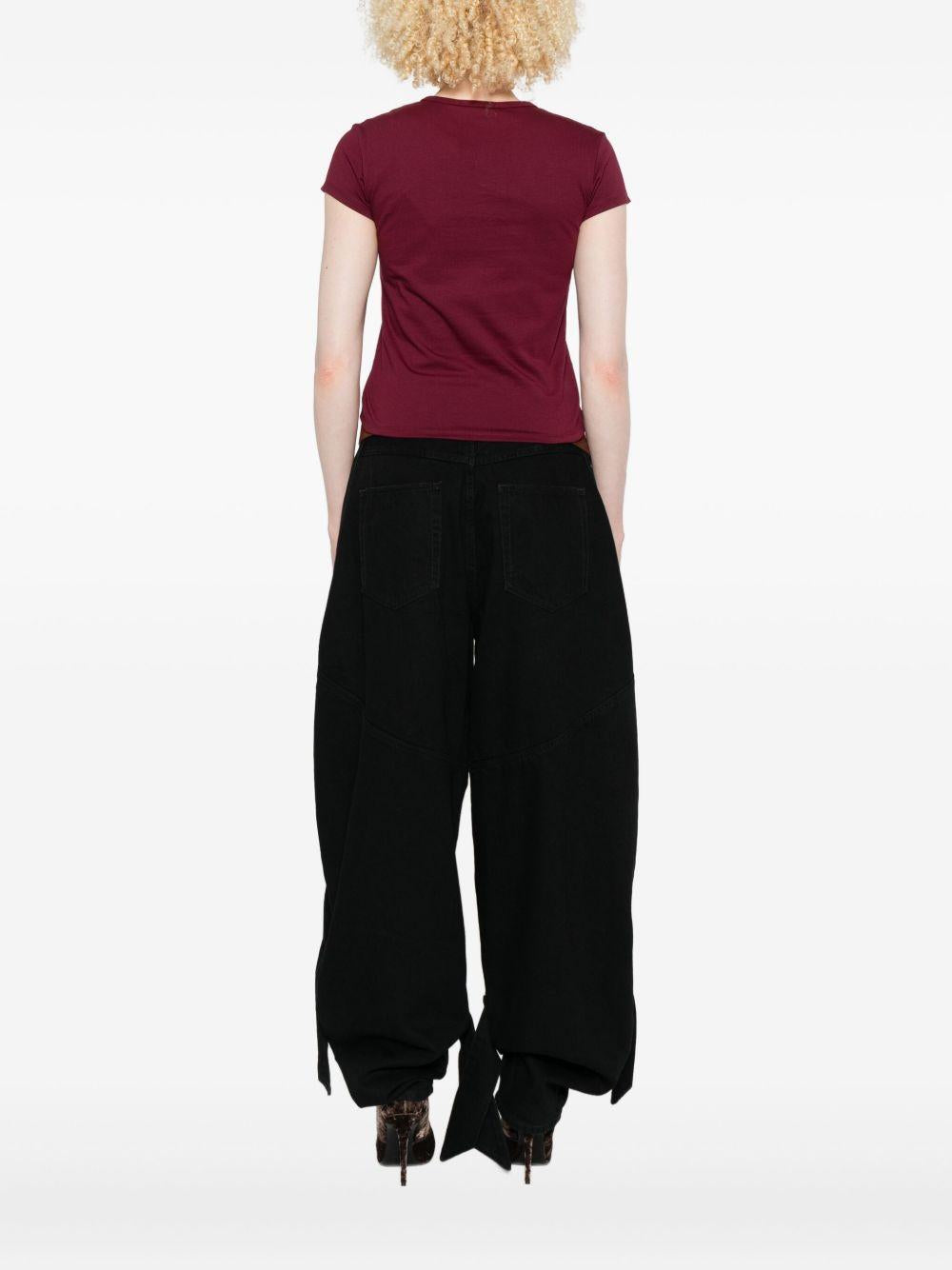 THE ATTICO T-shirt in cotone bordeaux con logo ricamato 