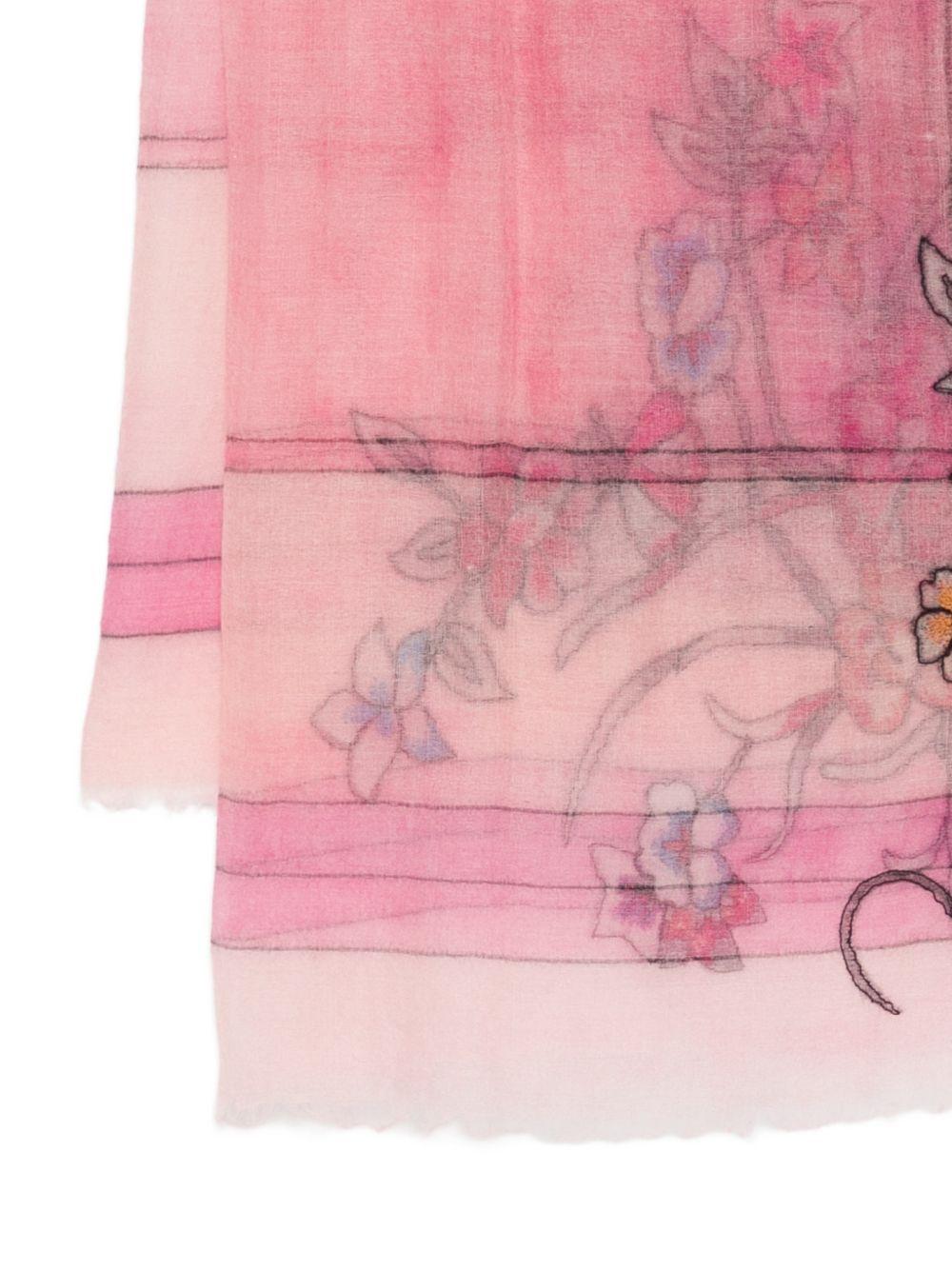 FALIERO SARTI Foulard Chanty rosa con decorazione floreale 