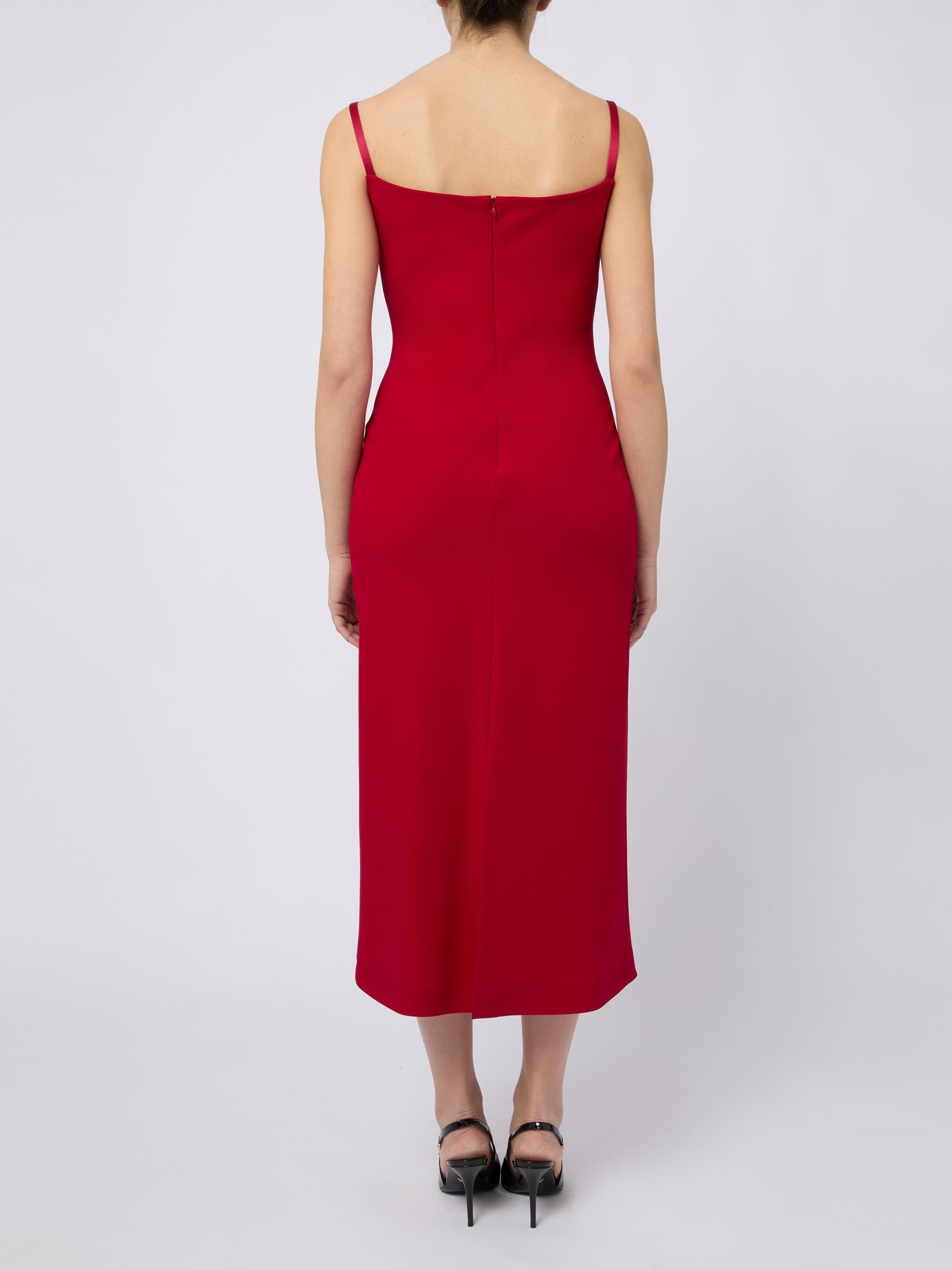 MAX MARA PIANOFORTE Elegante abito midi Pantone rosso 