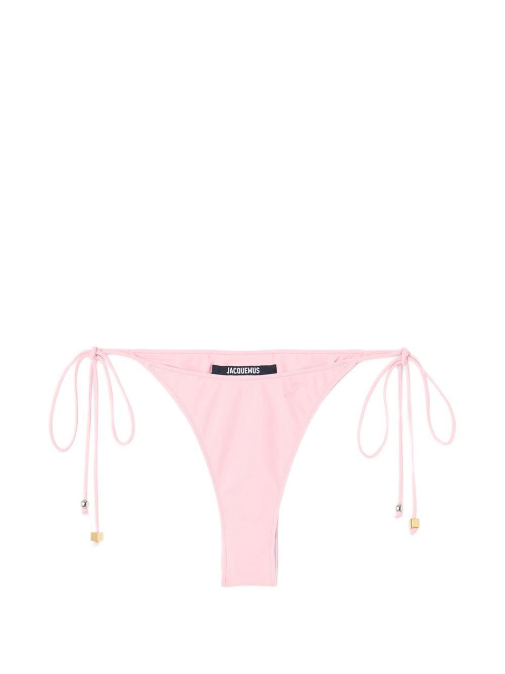 JACQUEMUS Slip bikini Triangle rosa con perline 