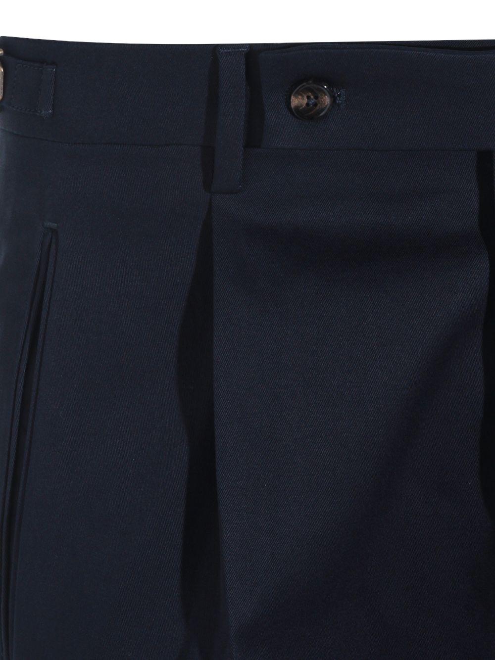 BERWICH Pantaloni Retrolong in cotone blu con pence 