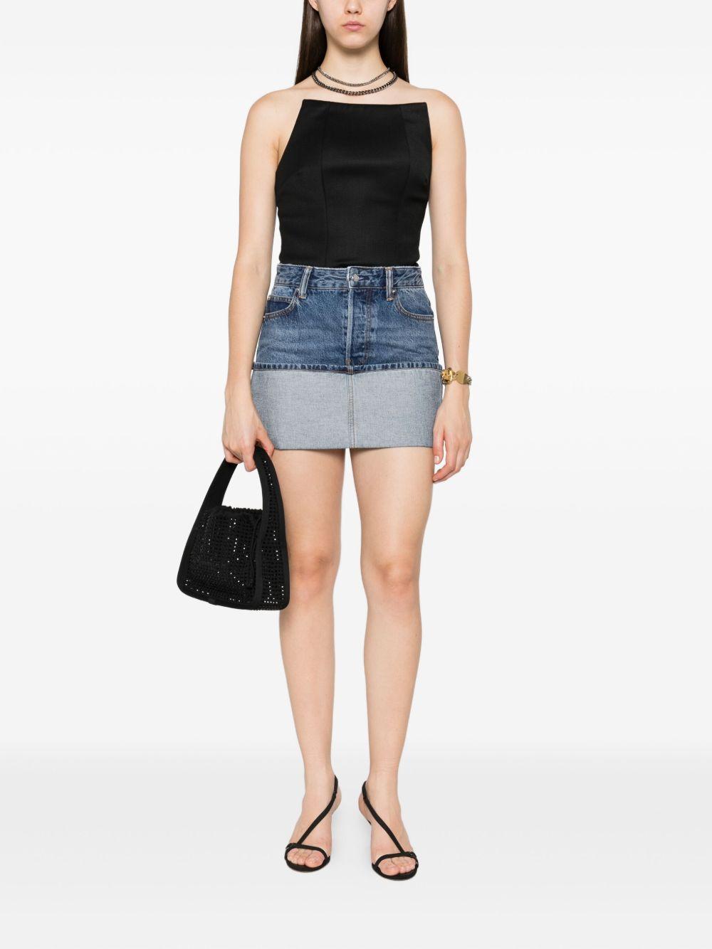 ALEXANDER WANG Minigonna in denim blu chiaro con risvolto 