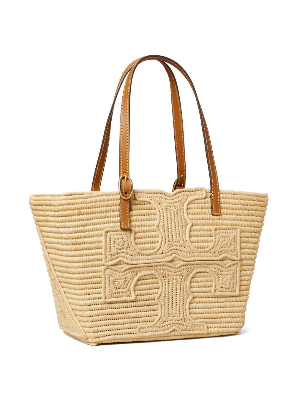 TORY BURCH Borsa in rafia beige con dettagli in pelle 