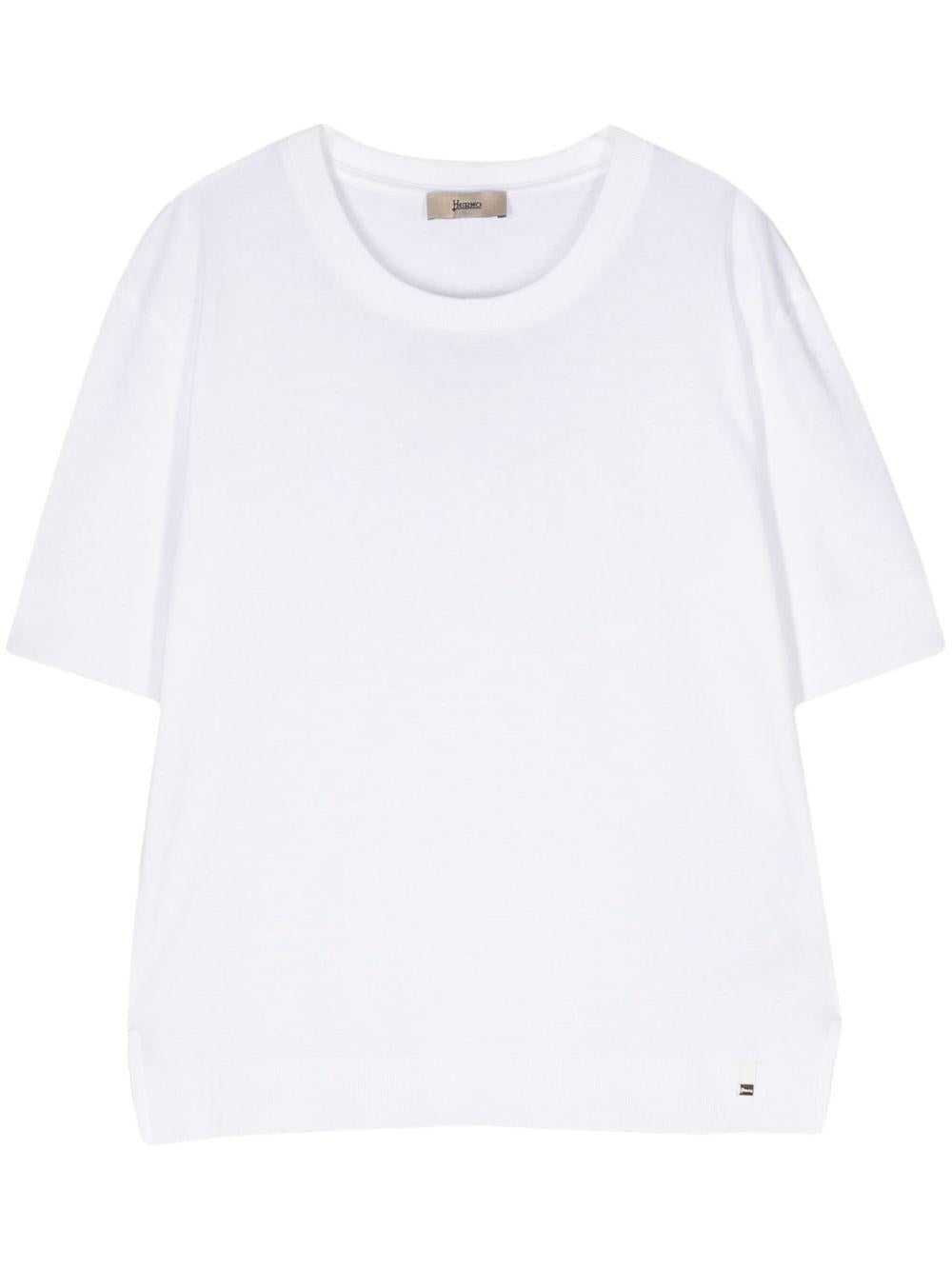 HERNO T-shirt bianca con maniche a 3/4 