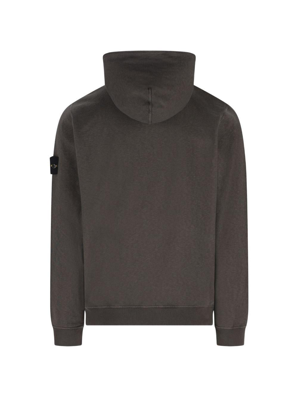 STONE ISLAND Felpa grigia con cappuccio e zip 