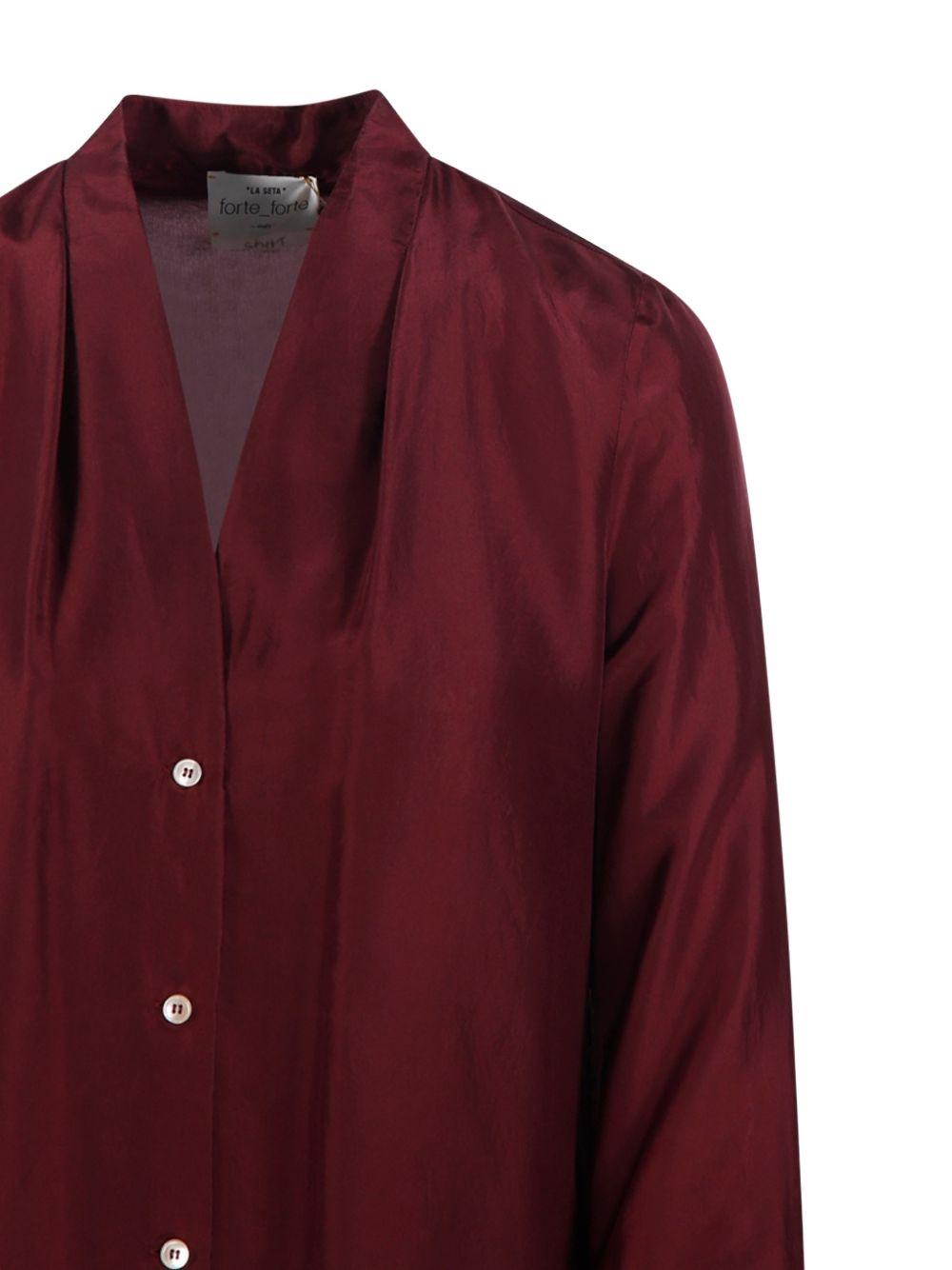 FORTE FORTE Camicia di seta rosso scuro 