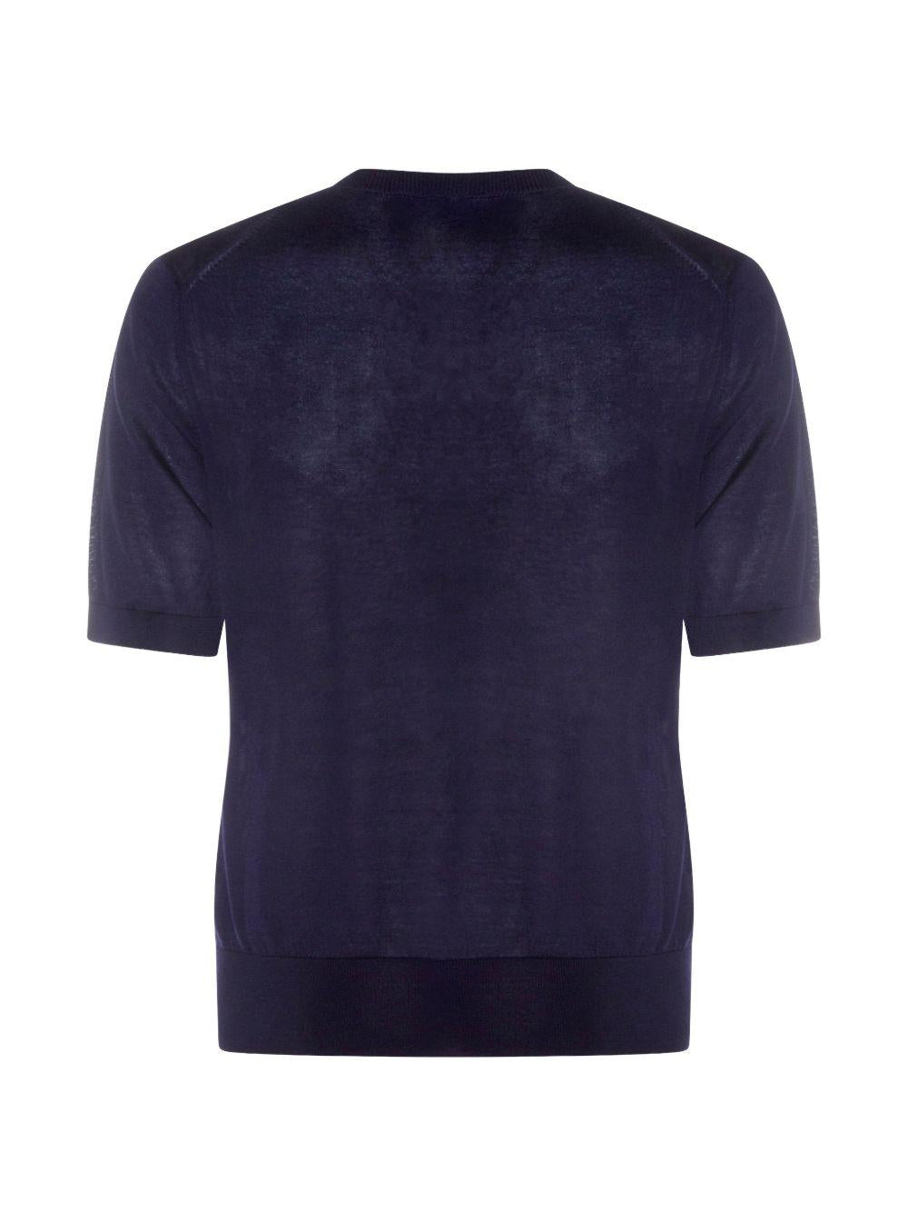 SEVEN GAUGE T-shirt in maglia sottile blu 