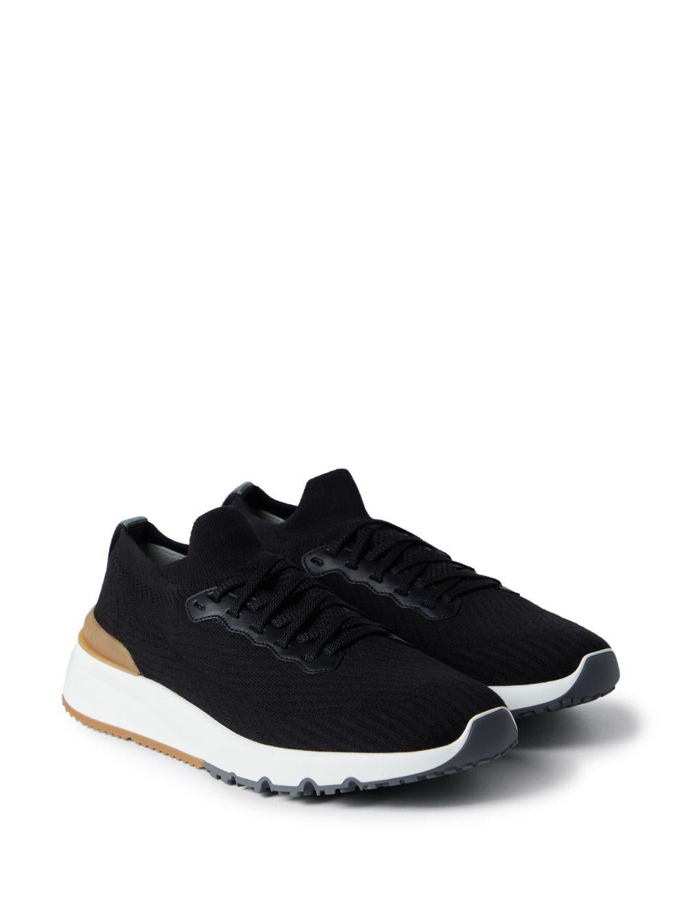 BRUNELLO CUCINELLI Sneakers in maglia di cotone e vitello semilucido 