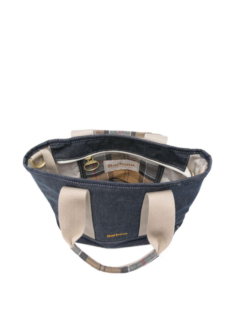 BARBOUR Borsa a mano in blu denim con logo 