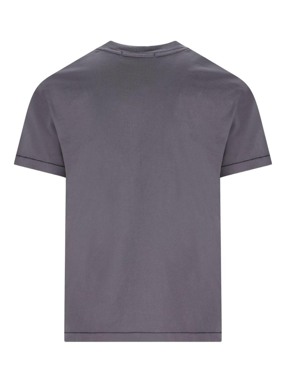 STONE ISLAND T-shirt in cotone grigio con logo 