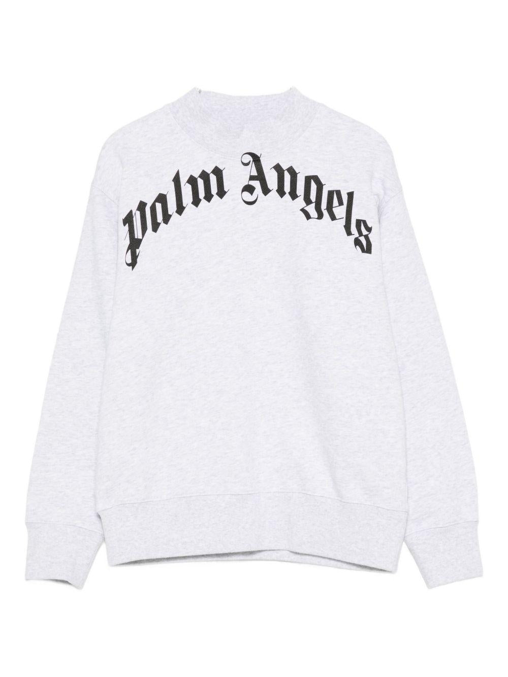 PALM ANGELS Felpa in cotone grigio con stampa 