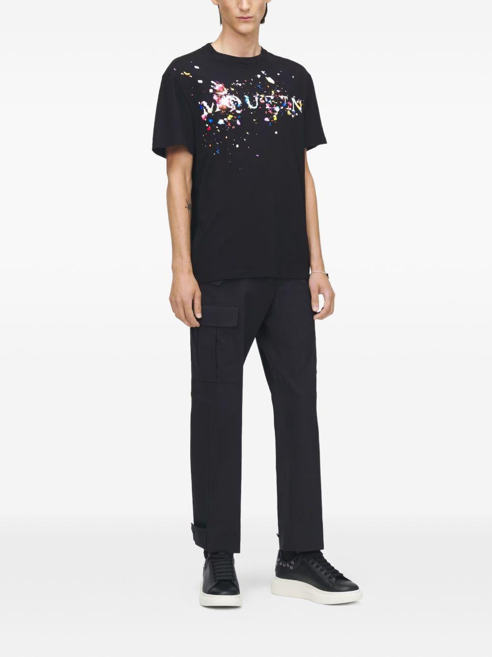 ALEXANDER McQUEEN T-shirt in cotone nero con stampa 