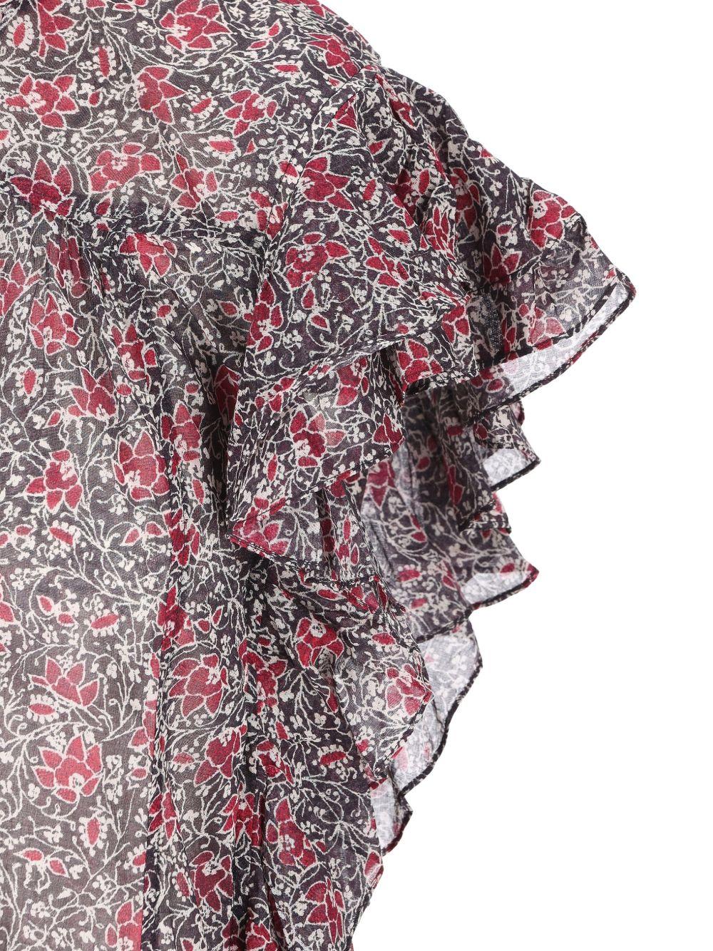 MARANT ETOILE Top nero in cotone con stampa floreale 