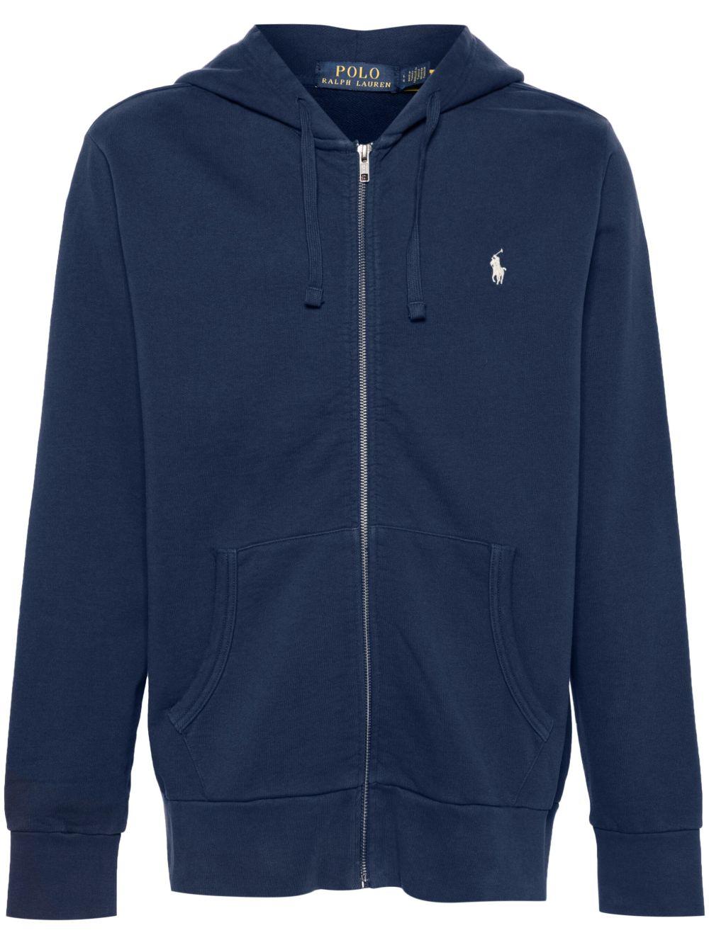 POLO RALPH LAUREN Felpa blu con cappuccio e zip 