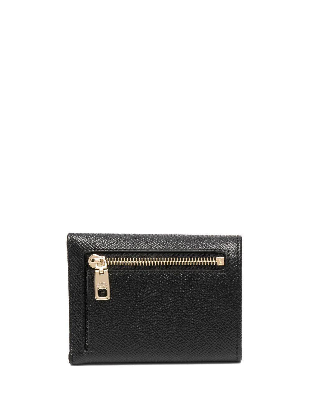 DOLCE e GABBANA Portafoglio in pelle nera con targhetta 
