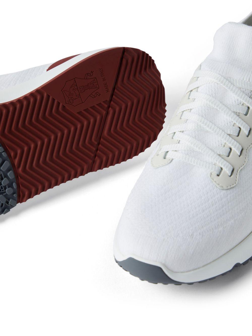 BRUNELLO CUCINELLI Sneakers in maglia chiné bianca 