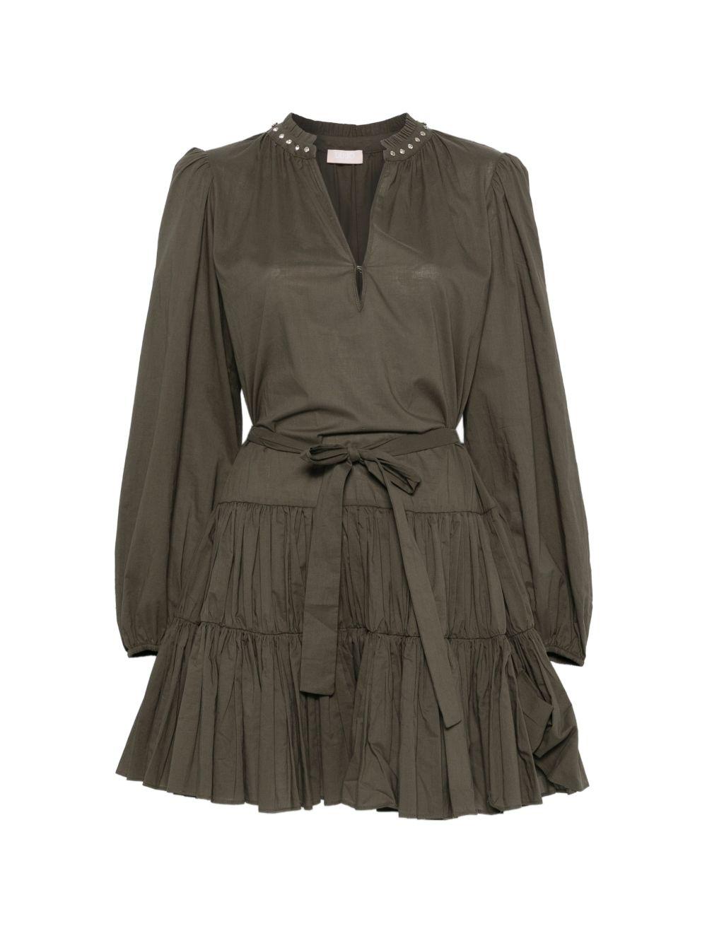 LIUJO Abito corto verde scuro con ruches 