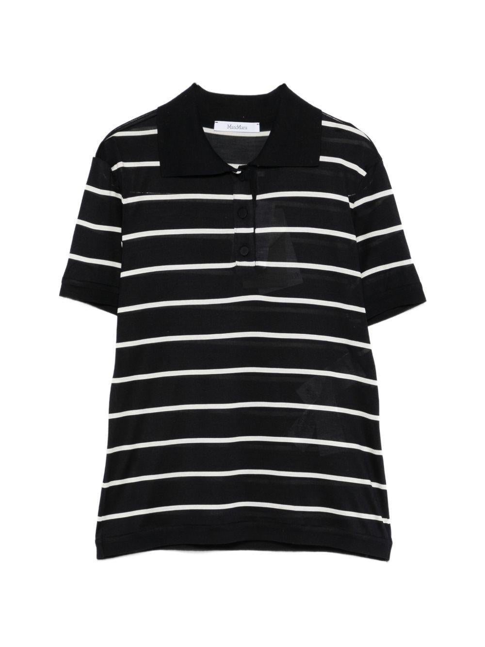 MAX MARA Polo a maniche corte blu navy a righe bianche 