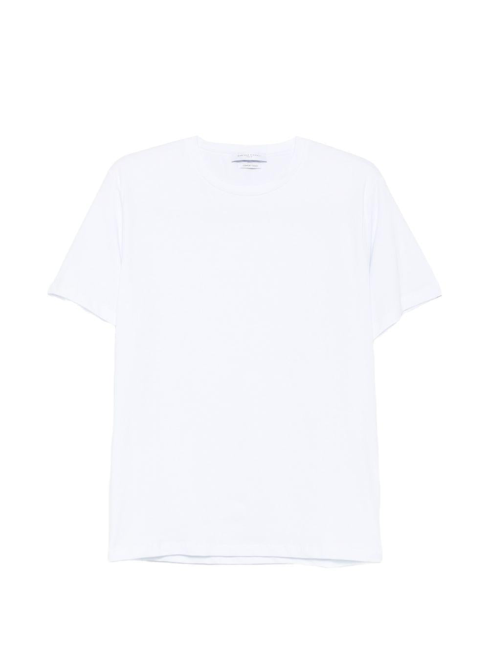 DANIELE FIESOLI T-shirt in cotone elasticizzato bianco con girocollo 
