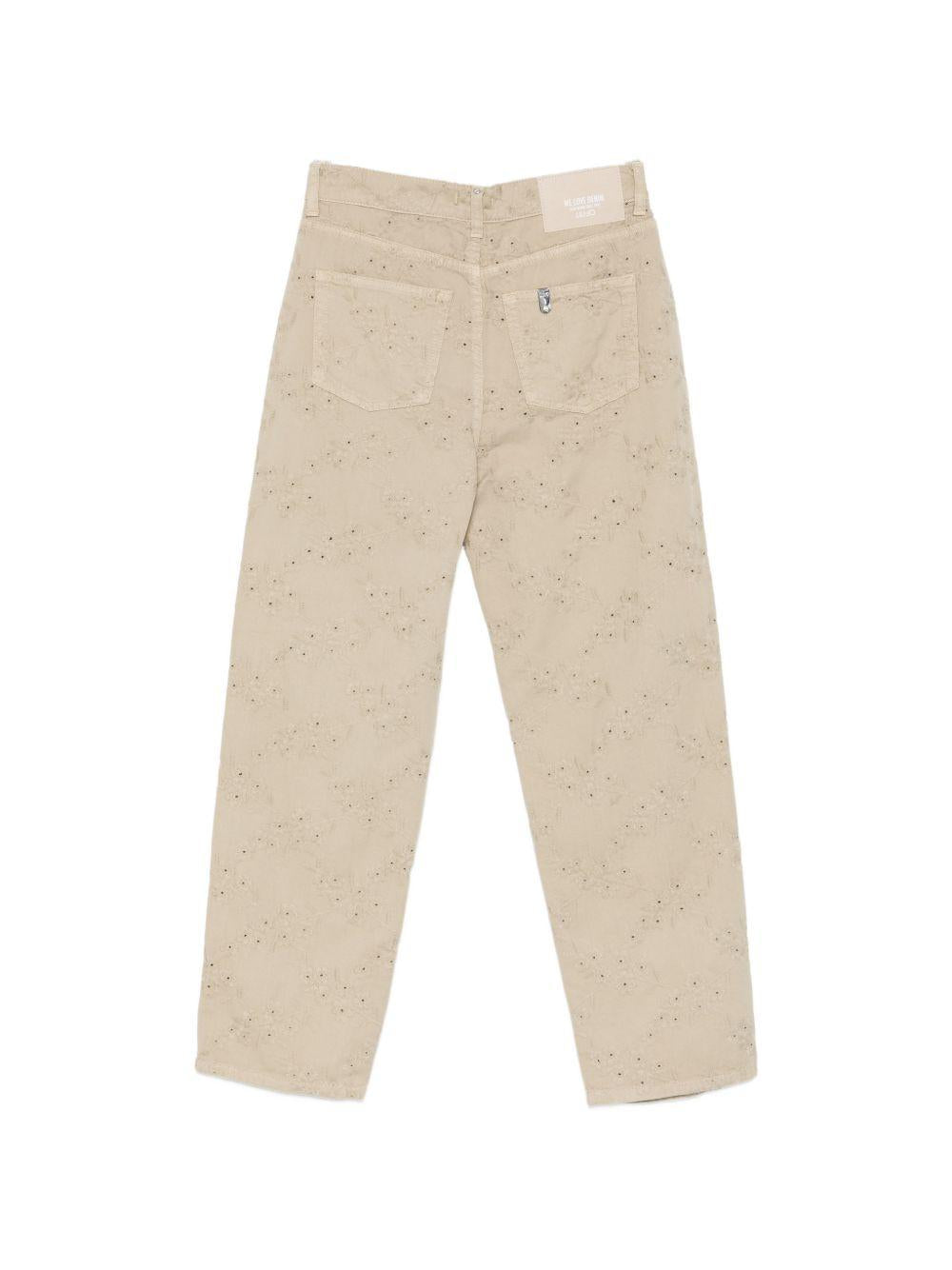 LIUJO Pantaloni beige con ricami 