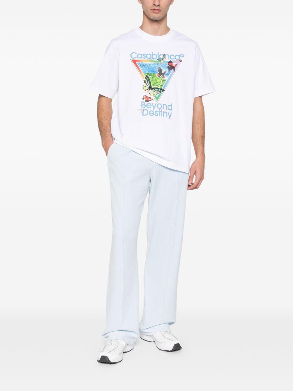 CASABLANCA T-shirt in cotone bianco con stampa e logo 