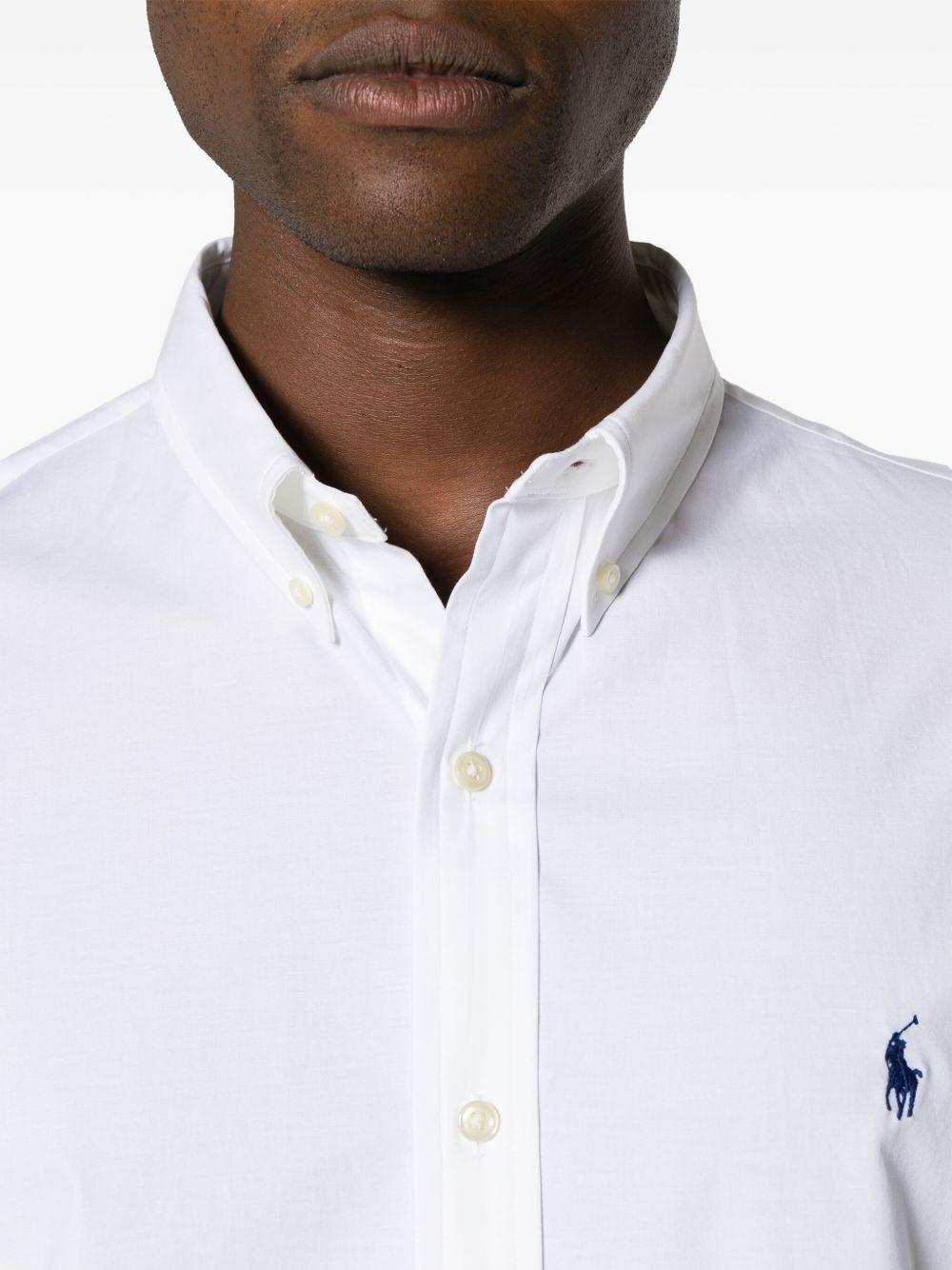 POLO RALPH LAUREN Camicia in cotone bianco con cavallino blu 