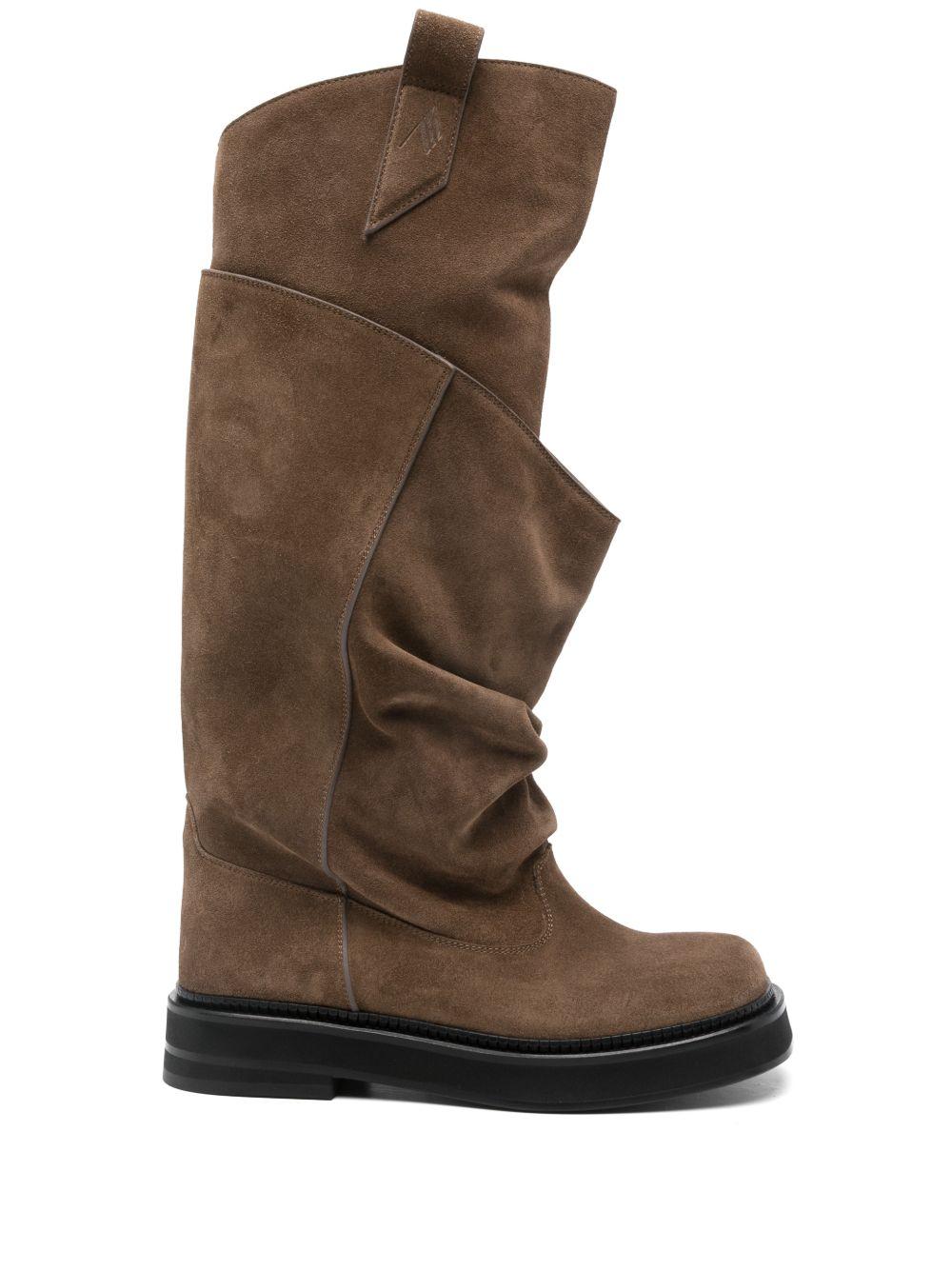 THE ATTICO Stivali alti Robin in camoscio marrone 