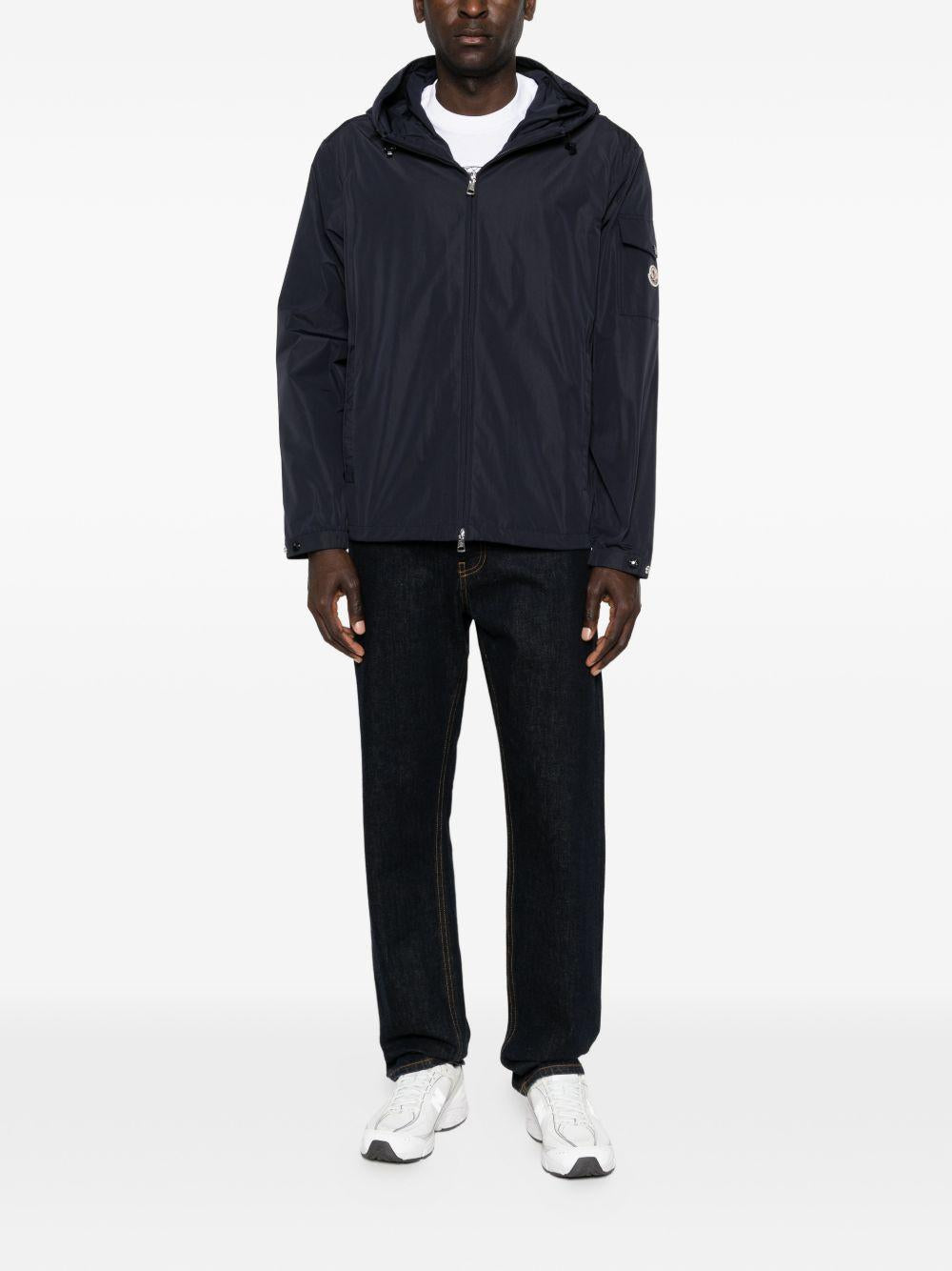 MONCLER Giacca blu con cappuccio e zip 