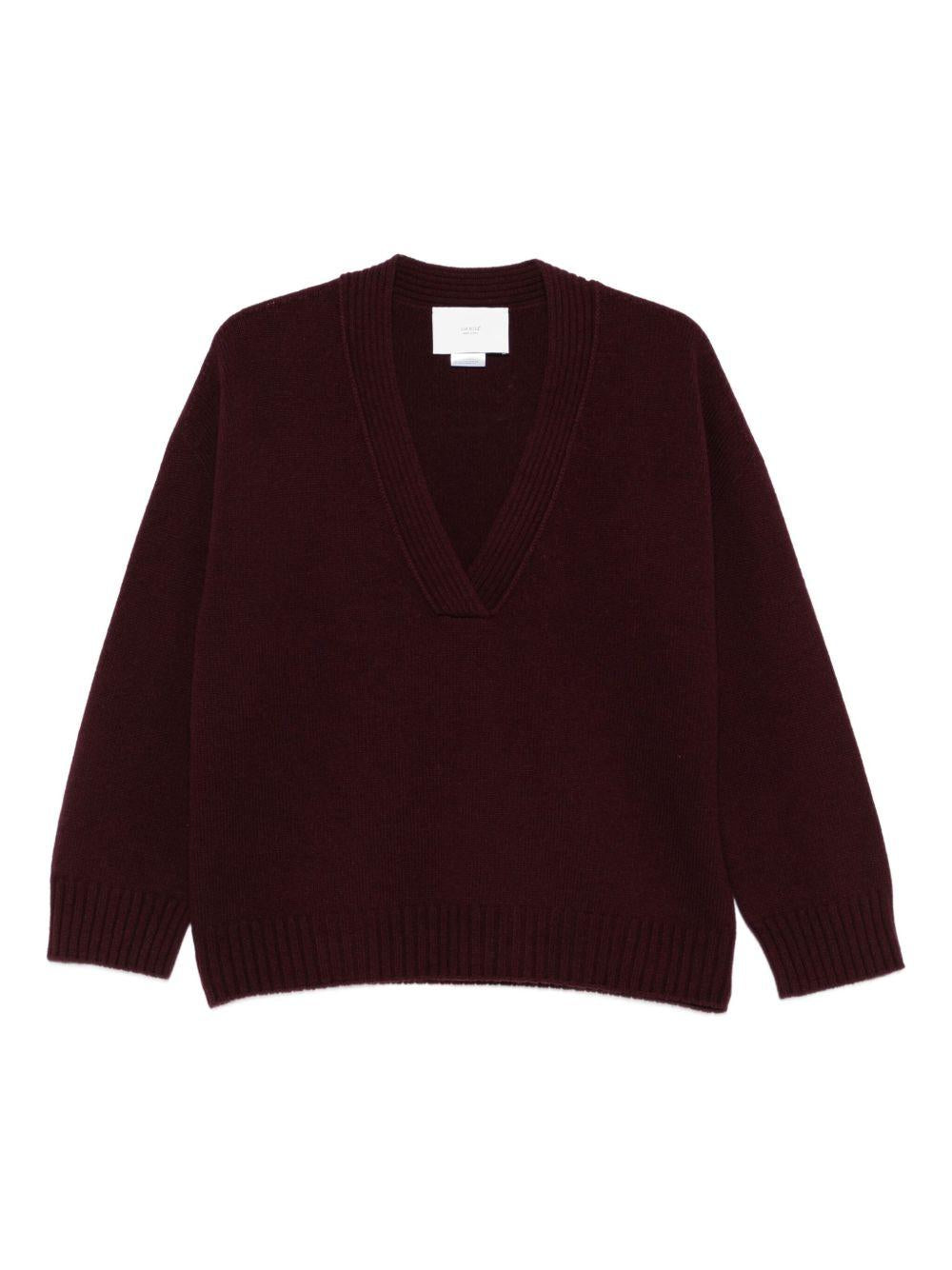 VANISE Maglia Joanna bordeaux con collo a V 