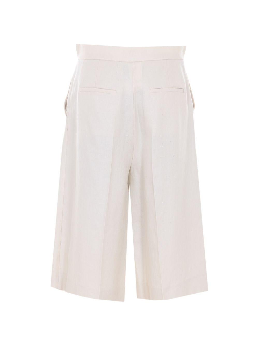 MAX MARA Bermuda Mxmkaki in lino a vita alta 
