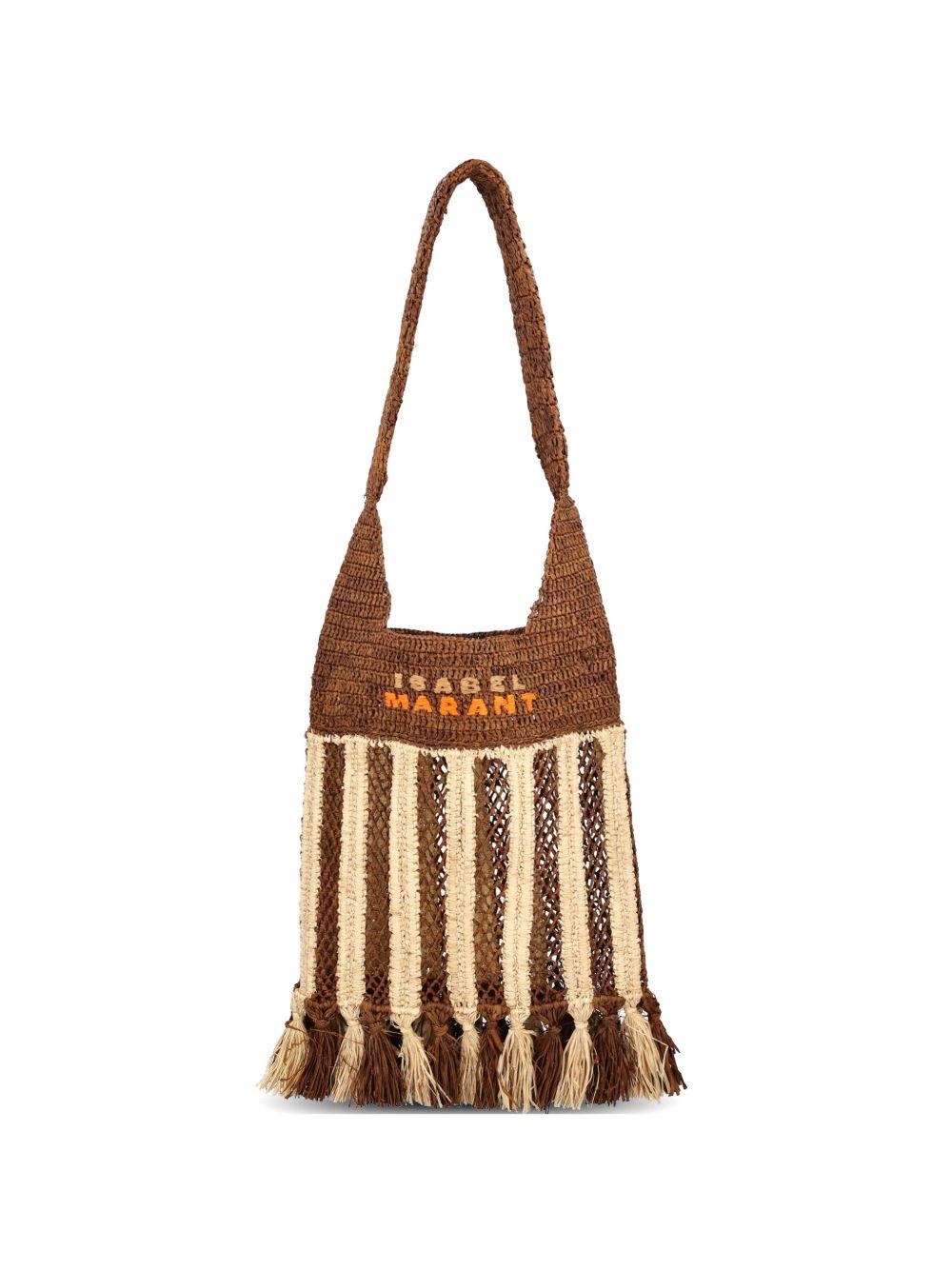 ISABEL MARANT Borsa Praia small in rafia a righe 