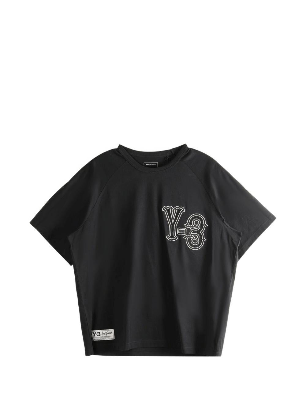 Y3 T-shirt a maniche corte in cotone nero con logo 