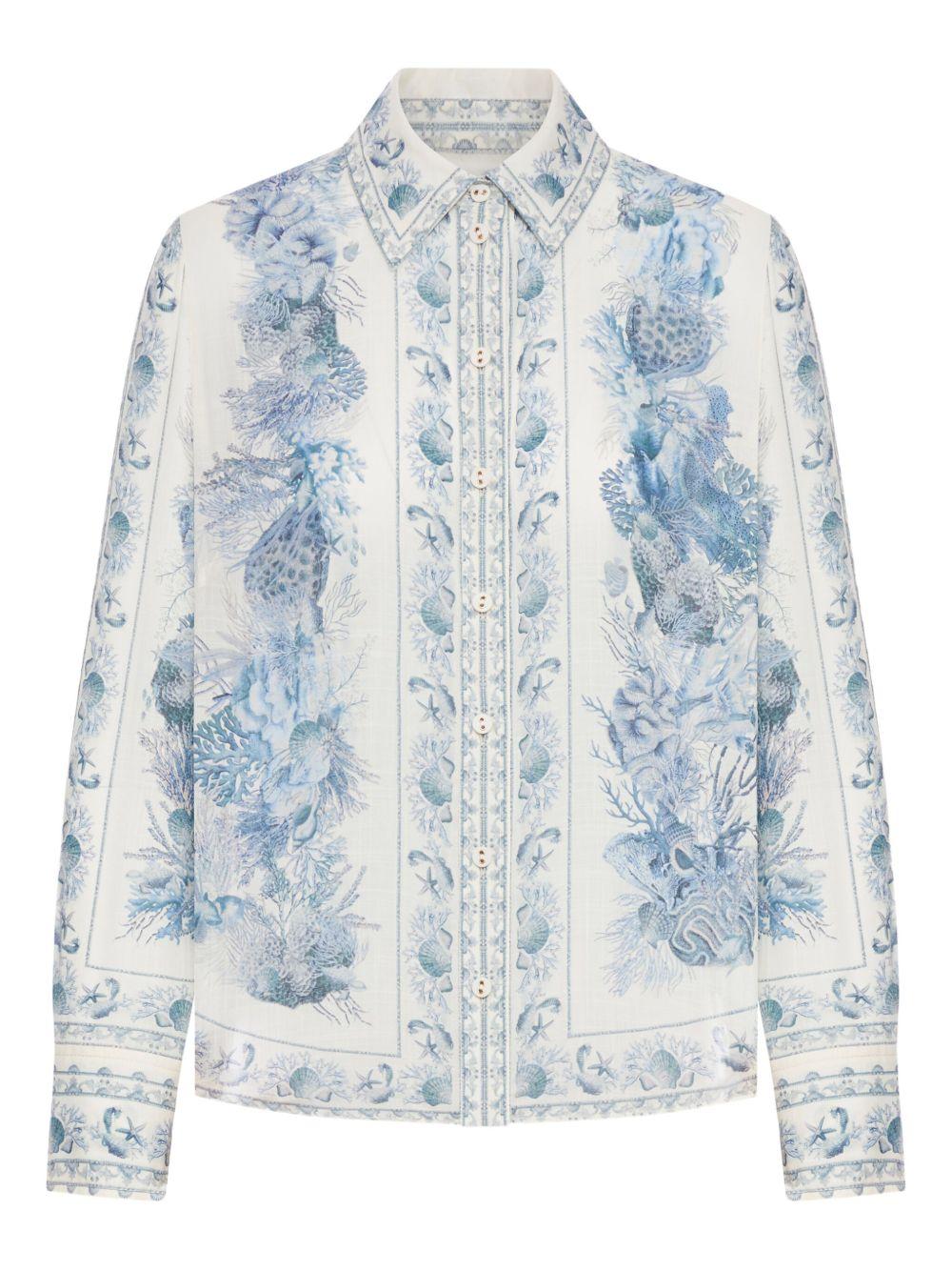 ZIMMERMANN Camicia blu con stampa floreale 