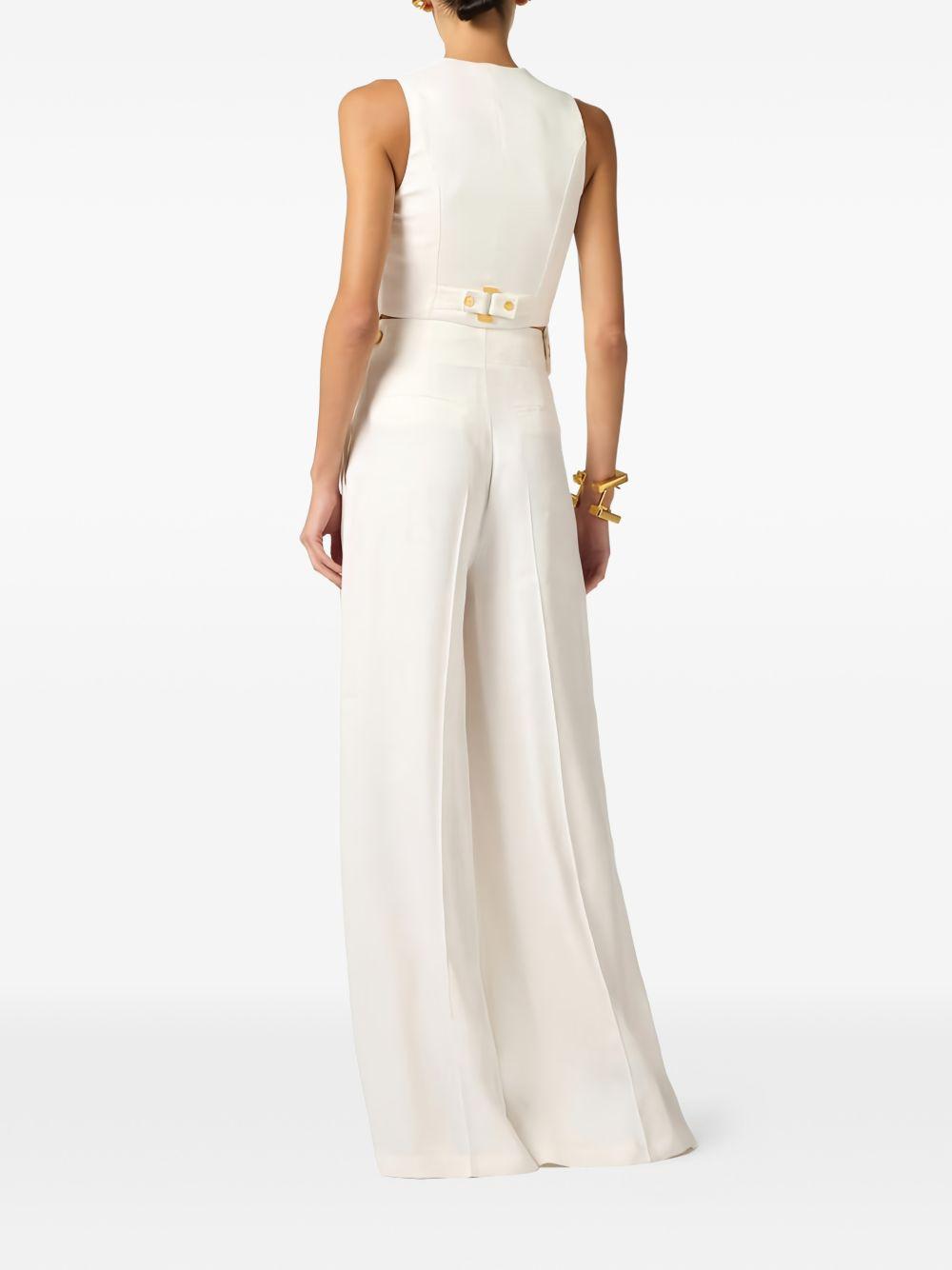 ELISABETTA FRANCHI Gilet bianco avorio con bottoni dorati 