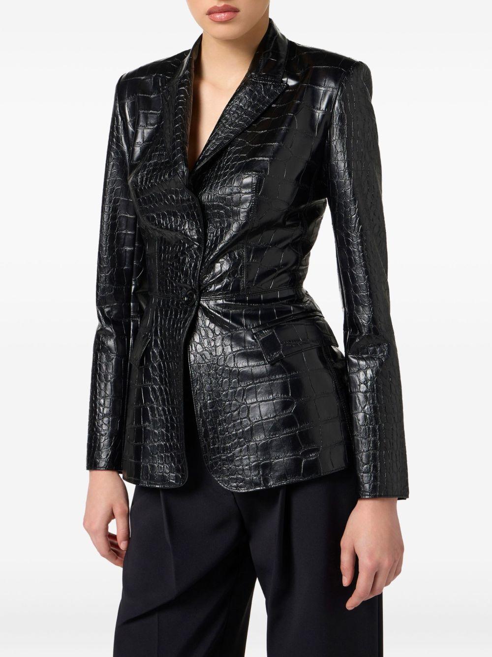 ELISABETTA FRANCHI Blazer nero effetto coccodrillo 