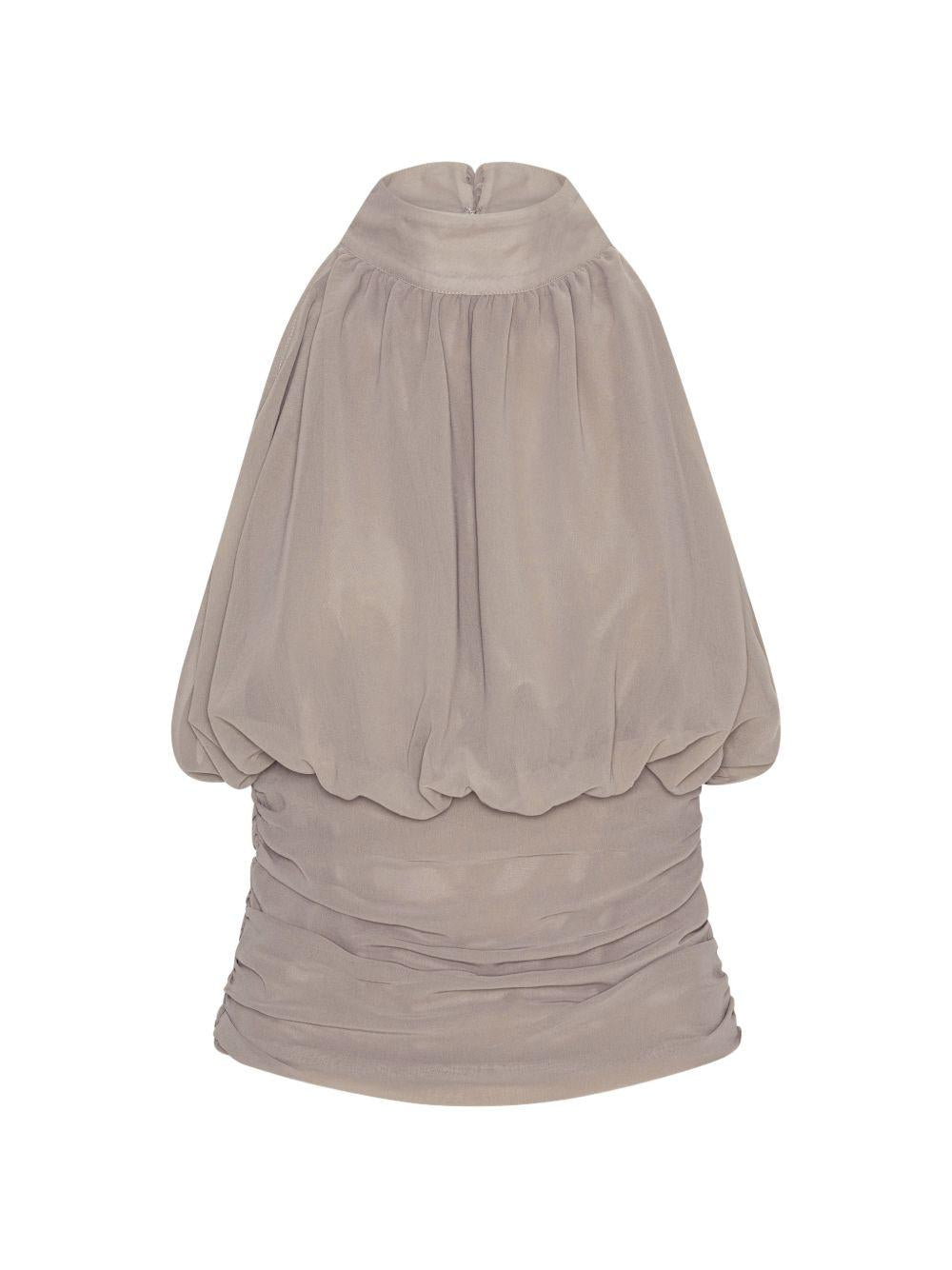 ROTATE Top grigio senza maniche con foulard 