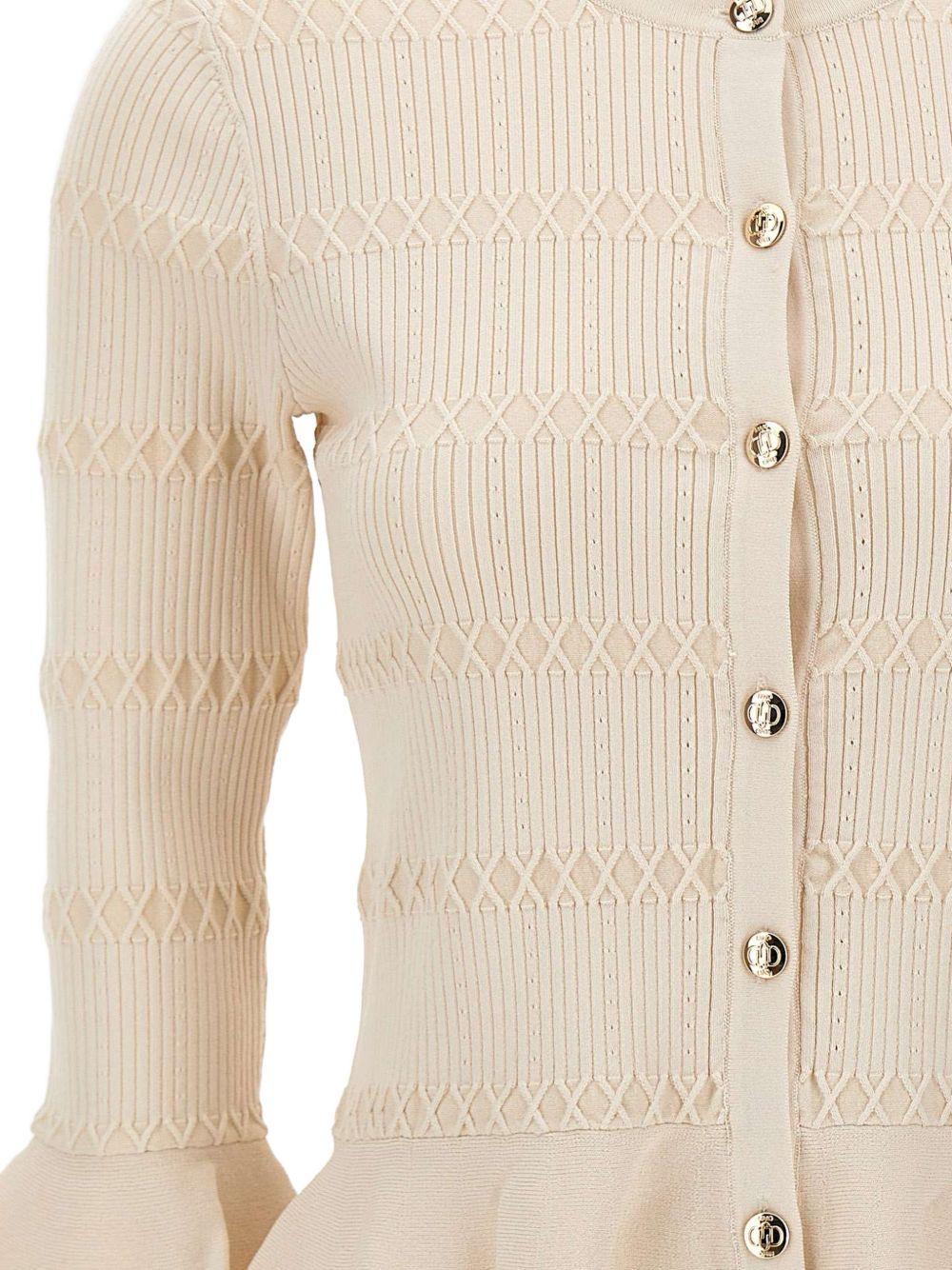 LIUJO Cardigan crema con bottoni dorati 