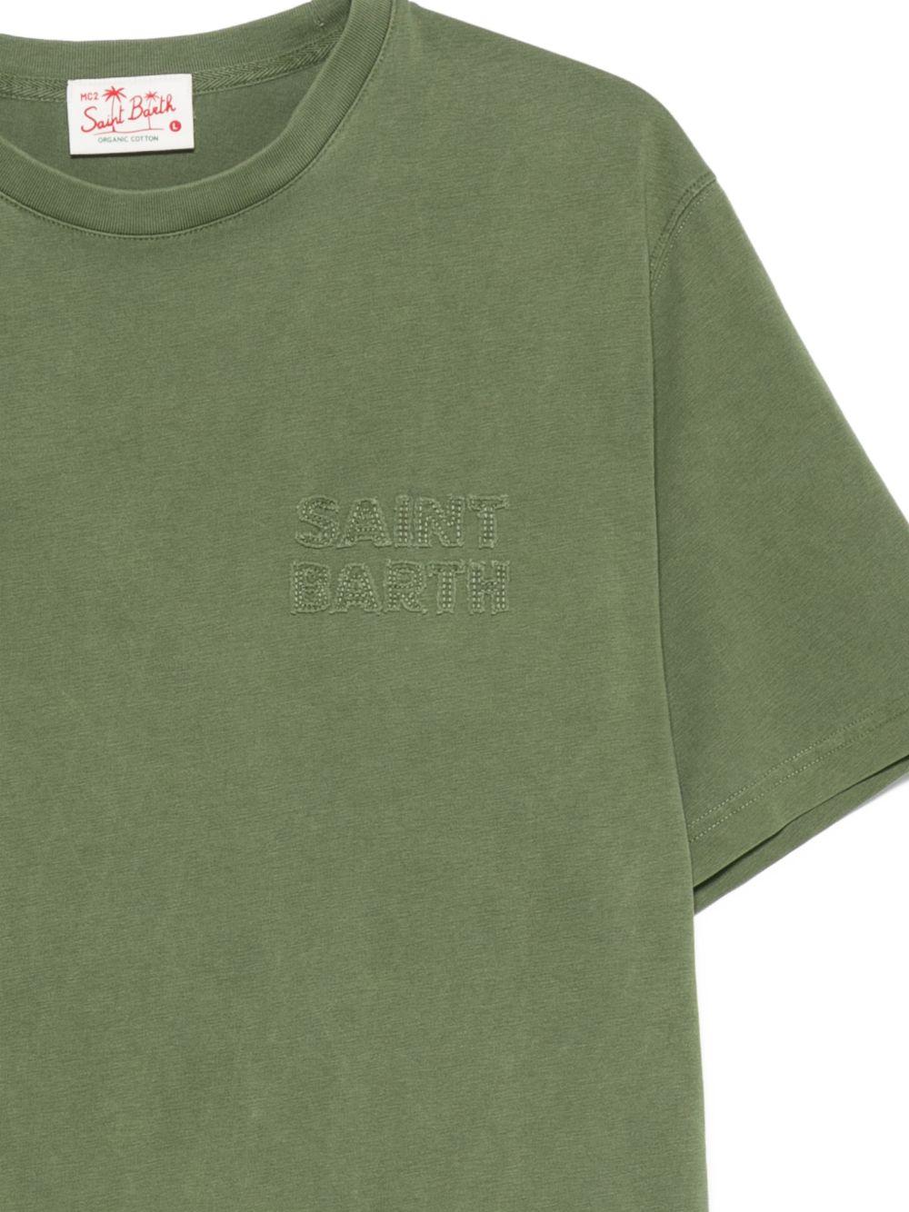 MC2 SAINT BARTH T-shirt Portofino in cotone verde muschio con logo 