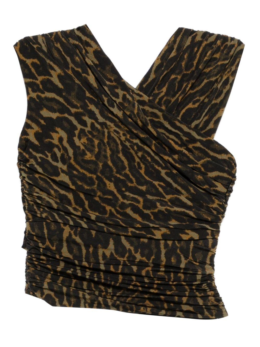 GANNI Top intrecciato con stampa animalier 