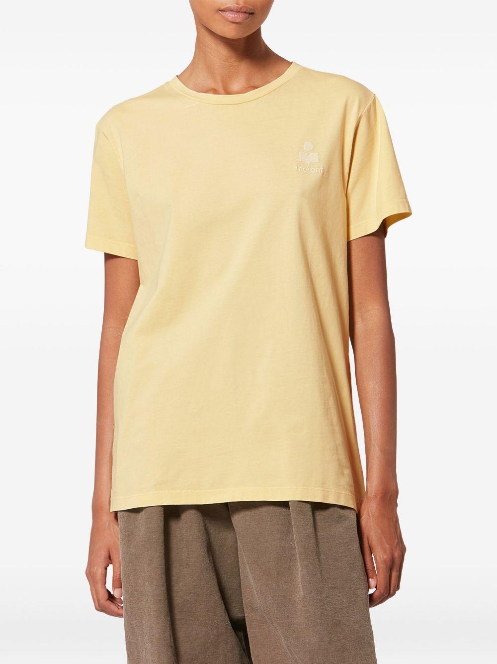 MARANT ETOILE T-shirt gialla a maniche corte con logo sul petto 