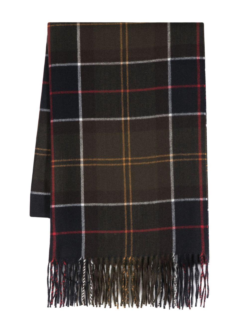 BARBOUR Sciarpa tartan con frange 