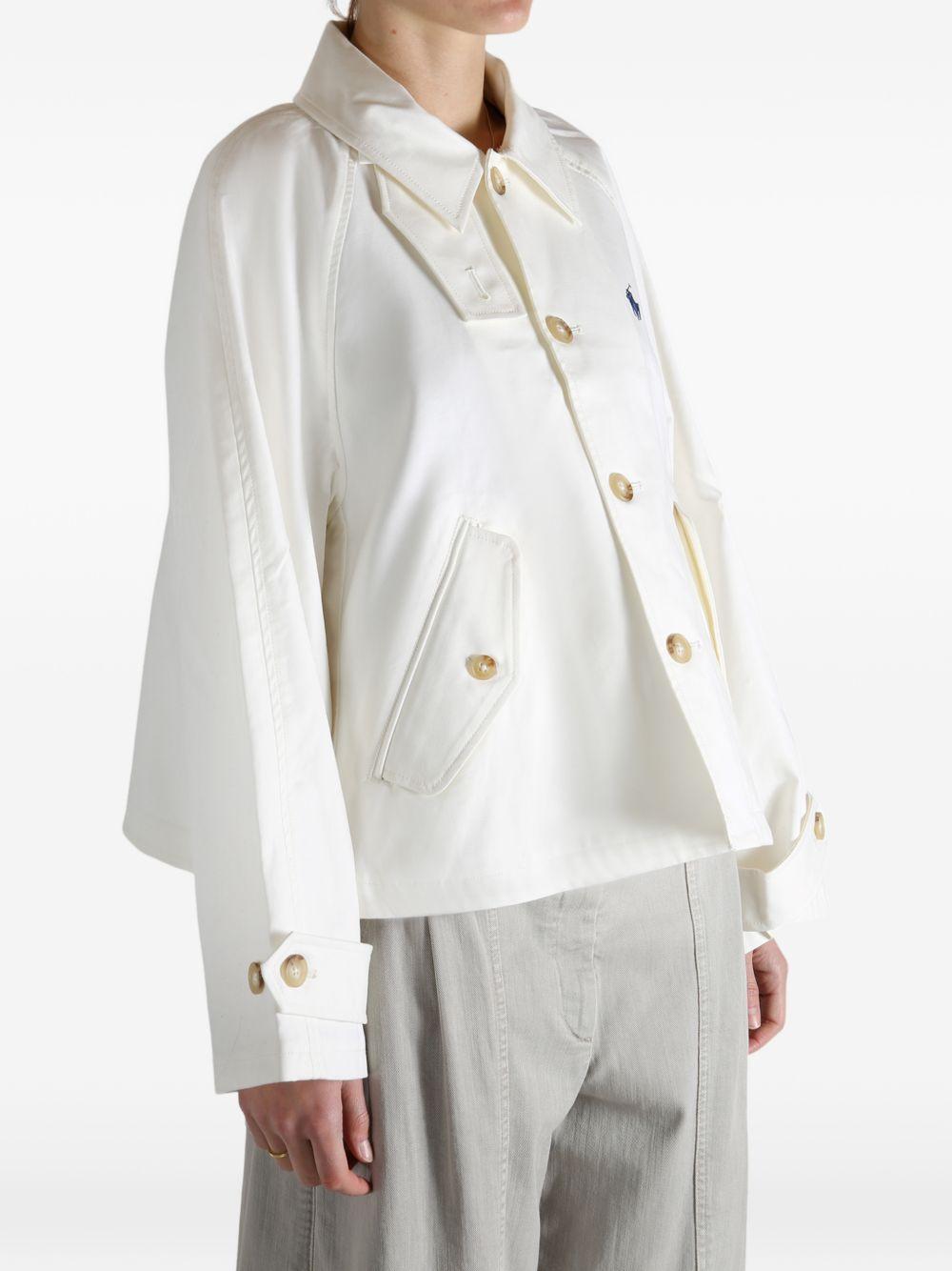 POLO RALPH LAUREN Giacca trench con logo in cotone bianco 
